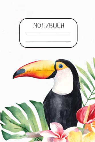 Notizbuch: Notizbuch mit einem Tukan, 120 linierte Seiten, A5 (6'x9')