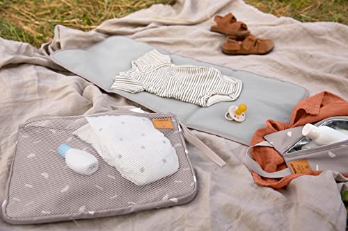 LÄSSIG Baby Windeltasche mit Wickelunterlage für unterwegs/Casual Changing Organizer Blocks Taupe, 1106015237