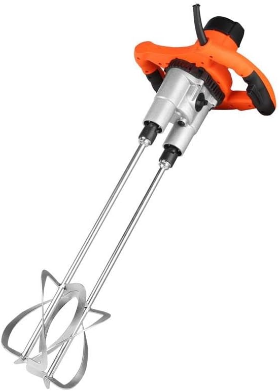 Hand Mixer 6-Speed with Dual Handle Design, 350W Electric Mixer, Stainless Steel Beaters, Non-Slip Grip,For Oil Paint, Cement, Plaster, Resins, Mortar