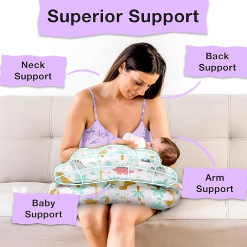 Image of Proliva Feeding Pillow for New Born Baby with Detachable Cover Breast Feeding & Maternity Nursing Pillow for Breastfeeding Support for Baby Feeding Pillow for Mom (eige-Dyno-A2)