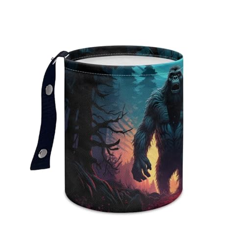 Image of Car Trash Can Bigfoot Forest Print Car Trash Bin Universal Portable Garbage Bin Decoration Car Interior for Car SUV Trucks