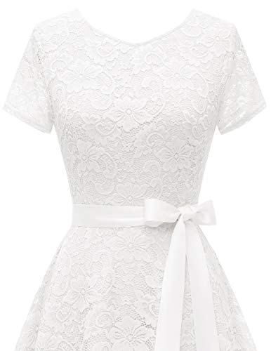 image for Bridesmay Women's Floral Lace Short Sleeve Lace Dress for Cocktail Par
