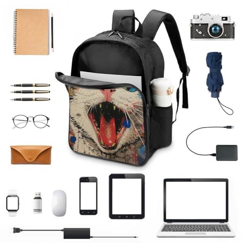 Sac à dos imprimé 3D chat imperméable et léger pour primaire