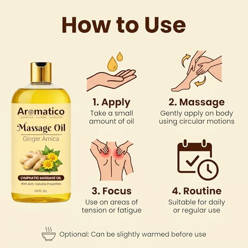Image of AROMATICO Ginger Arnica Deep Tissue Massage Oil - Ideal for Hot Oil Massage | Joint Pain & Back Pain Body Massage Oil | Post Workout | Almond & Sesame | 300ml