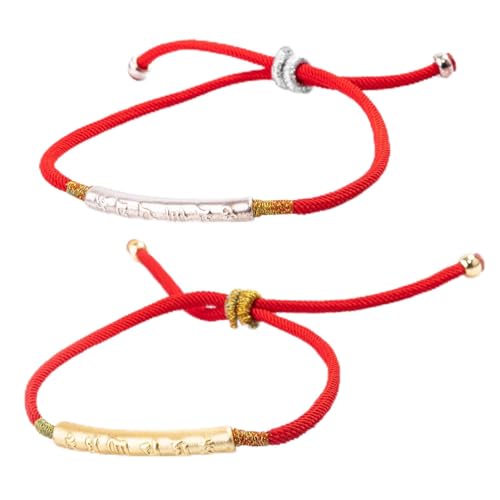 Image of Buddha & Karma Tibetan Red String Bracelet - Handmade Buddhist Lucky Charm for Protection, Good Fortune & Positive Energy - Spiritual Bracelet for Men & Women - Adjustable Bracelets for Daily Wear