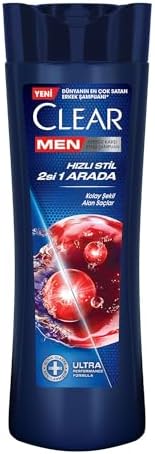 Clear Men Kepeğe Karşı Etkili Şampuan Hızlı Stil 2'si 1 Arada Kolay Şekil Alan Saçlar 350 ml Mavi — Amazon ürün görseli