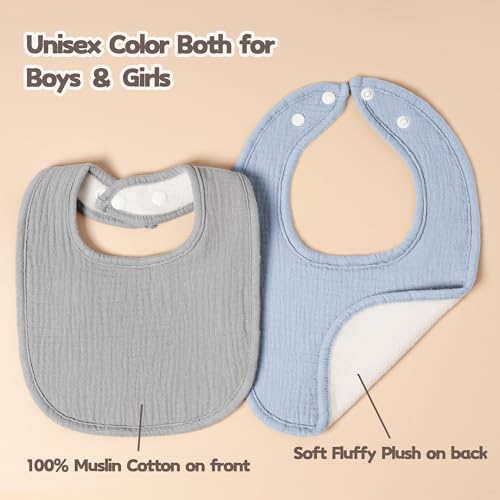 Image of Susurration Muslin Baby Drool Bibs 10Pack Soft Square Adjustable Bandana Bibs for Unisex Baby Girls & Boys