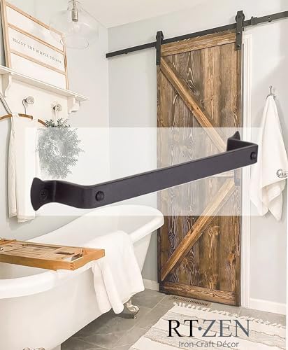 Rtzen Portasciugamani Da Bagno In Ferro Battuto, Realizzato A Mano, Asta Dritta Per Montaggio A Parete, Nero Opaco, Per Casa O Ufficio, 30,5 Cm, Adatto Per Asciugamani Da 25,4 Cm (Piccolo) - 8