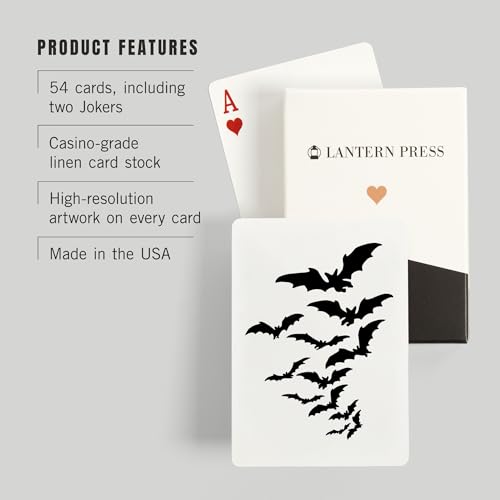 Lantern Press Bats naipes póker 52 cartas para adultos miniatura 3