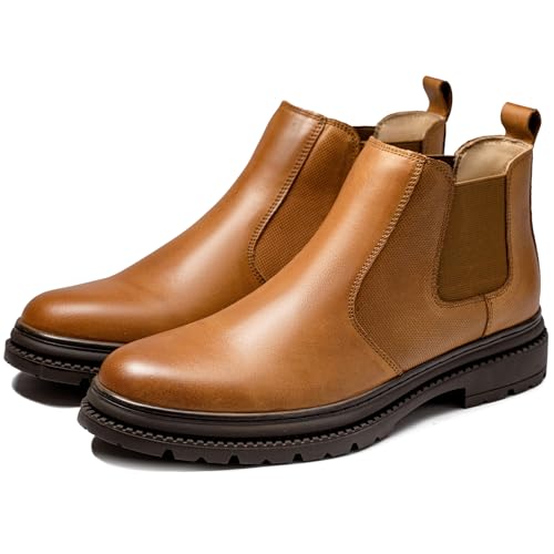 Image of OKKO Mens Chelsea Boots Genuine Leather Dress Boots for Men Classic Stylish Casual Slip On Ankle Boot for Men