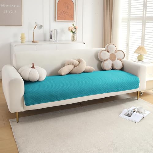 Image of HOKIPO Quilted Sofa Cover Mats for 1 /2 /3 Seater Sofa and L Shape. Make Your Own Sofa Cover Set, Mat Length 90(D) x 120(L) cm, Teal (NEW-IN-720-TEAL)