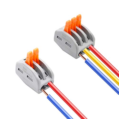 Smseace CAPCT-2S-100P 100 Pcs 2/3 Port (50 Each) Lever Wire Nut Wire Compact Wire Connectors Fast Connection Terminal Suitable thumb #1