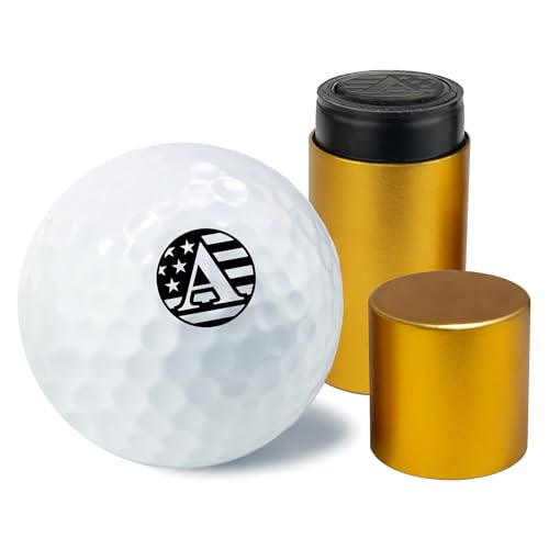 Personalized Golf Ball Marker Stamp with TiteSeal&trade; Technology - Many Designs to Choose - Gold Case