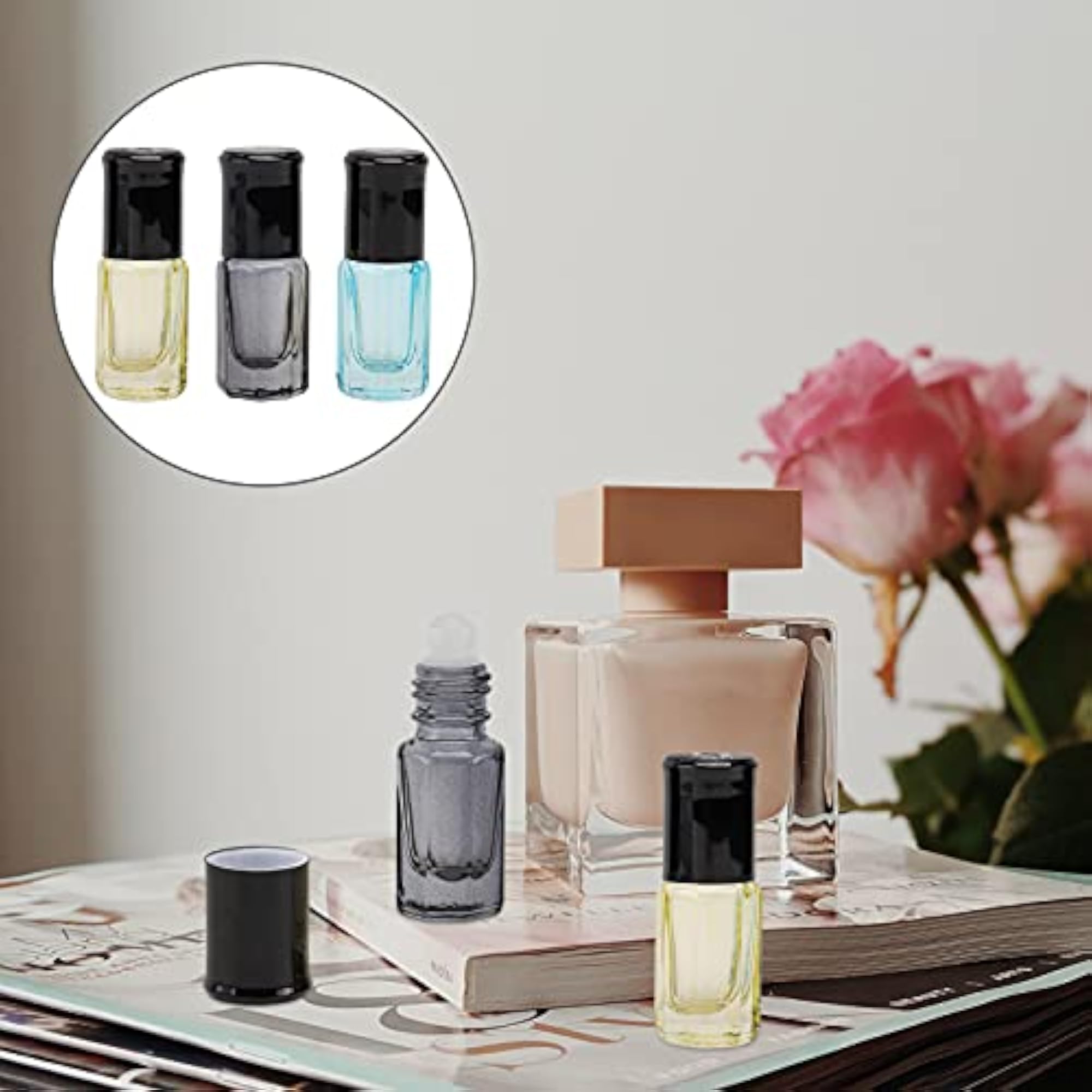 6pcs 3ml Refillable Essential Oil Roller Ball Bottles