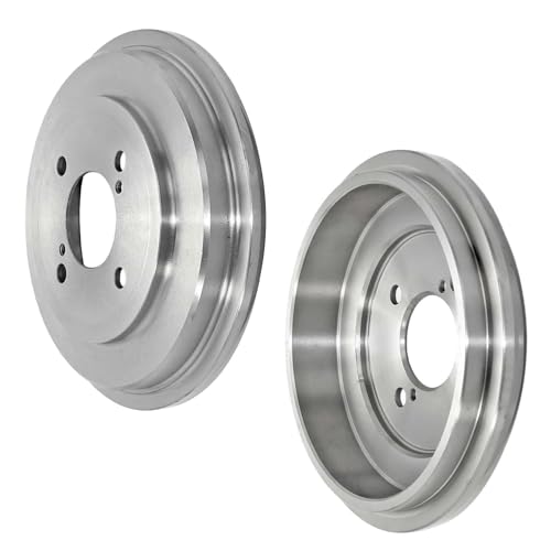 Image of Detroit Axle - 8pc Brake Kit for 2015 2016 2017 2018 2019 2020 Honda Fit, Front Drilled and Slotted Disc Brake Rotors Ceramic Brakes Pads, Rear Brakes Drums and Semi-Metallic Shoes: 10.31 inch inch Rotor