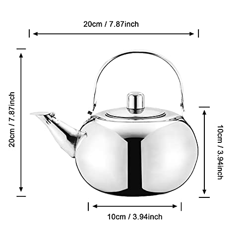 Tetera Classic de Tetera Hervidor de Té de Acero Inoxidable de 1 Litros con Colador y Asa Hervidor de Viaje al Aire… - Imagen 4