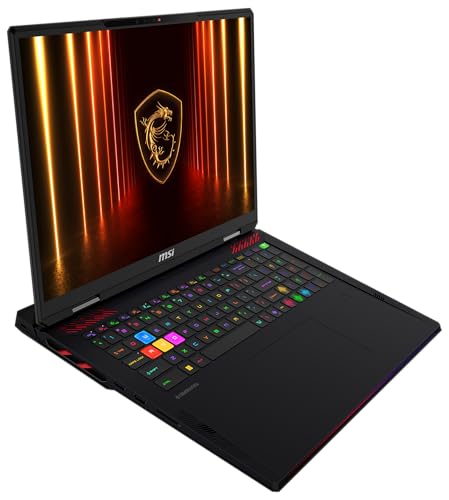 MSI Raider 18 HX AI Gaming-Laptop, 18 UHD+ Mini-LED Display, Intel Core Ultra 9, NVIDIA GeForce RTX 5080, 64 GB DDR5 RAM, 4 TB SSD, Windows 11 Home, QWERTZ Tastatur, Schwarz, A2XWIG-075