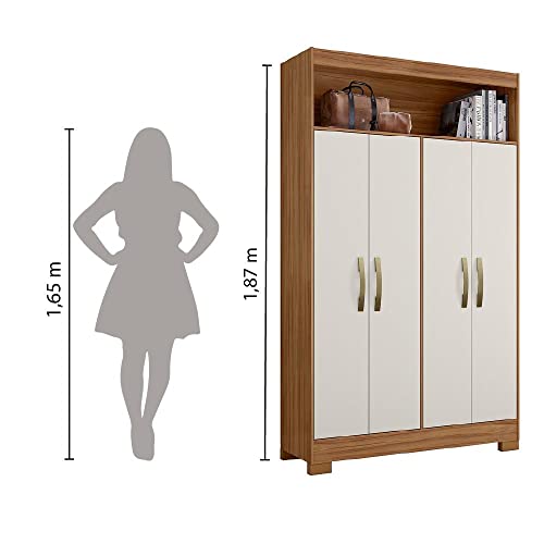 Armário Multiuso Organizador com Nicho 1,10m 4 Portas Bruna Nt 4030 Freijó/Off White Notável
