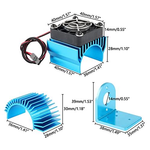 Rchobbytop Aluminum Rc Heat Sink With 5V Cooling Fan 3650 3660 540 550 Size Motor Heatsink And Motor Seat Combo For For Wltoys A949-B A959-B A969-B A979-B K929-B 12428 1/12 1/18 Rc Car, Pack Of 3 #TOP1