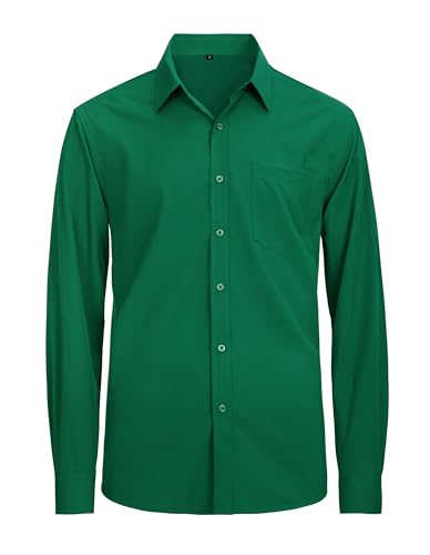 Men's Solid Soft Button Down Shirts Long Sleeve Casual Regular Fit Dress Shirt with Pocket3
