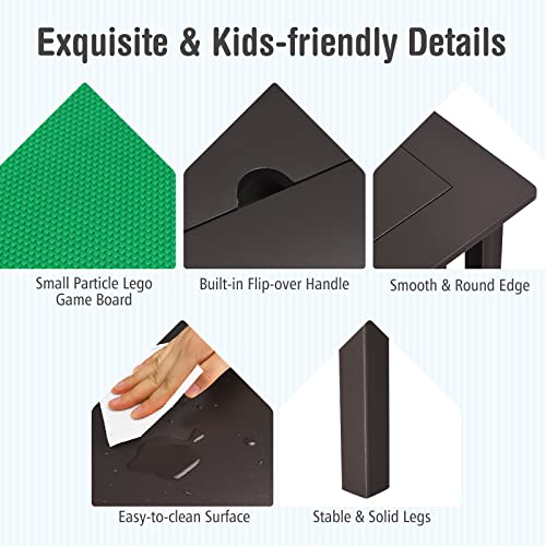 Costzon Kids Table, Children Wooden Activity Table W/Storage Drawers, 2 In 1 Building Block Tabletop For Arts, Crafts, Reading, Preschool, Nursery, Kindergarten, Toddler Table (Espresso) #TOP6