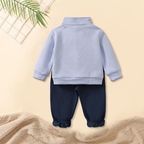 Toddler Kids Comfy Sweatsuit Sets Cute Half Zip Stand Collared Sweatshirt +joggers Elastic Waist Pants 2 PC Athletic Outfits3