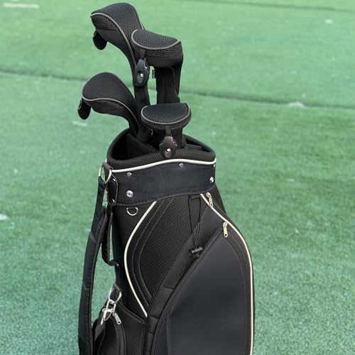 Andux Golf Hybrid Schlägerhaube mit langem Hals Nummernanhänger 3er-Pack CTMT-01 Schwarz