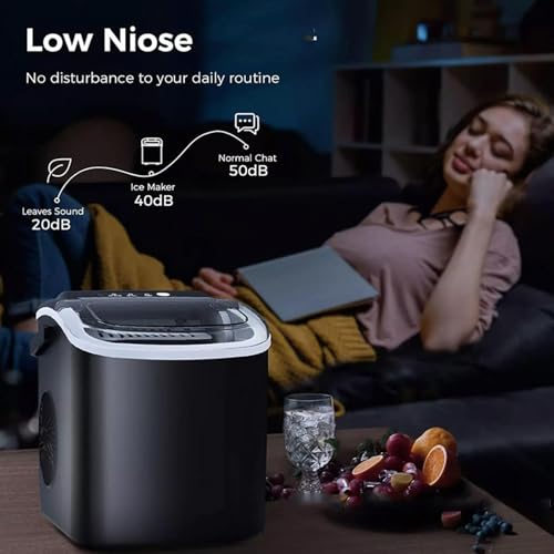 Fabricadora de hielo de sobremesa, 26,45 lb/24 h, 9 cubos en 6 minutos, máquina portátil con función de autolimpieza, ideal para cocina doméstica miniatura 5