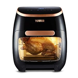 Tower T17039RGB 5-in-1 digitale friteuse-oven met snelle luchtcirculatie en timer van 60 minuten, 11 liter, zwart en roségoud