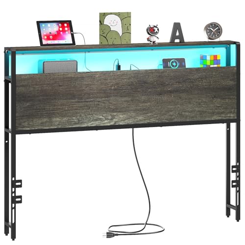 Headboard with Storage Charging USB & LED Lights