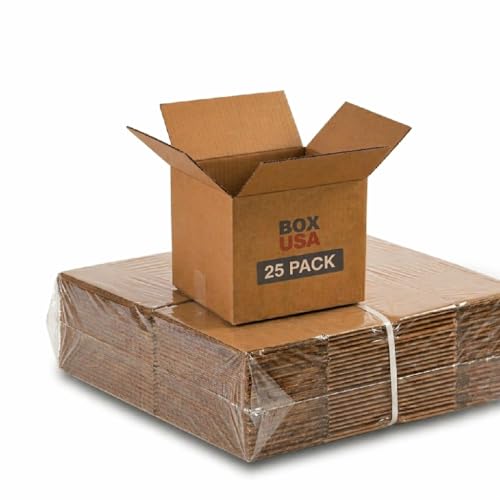 BOX USA Shipping Boxes Small 10"L x 10"W x 10"H 25-Pack, Cardboard Box for Shipping, Moving, Mailing, Packing, Packaging and Storage
