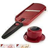 Börner Multi Slicer Set (Gemüseschneider + Fruchthalter) • Gemüsehobel für Scheiben in 2 Schnittstärken • Scheibenschneider für Obst & Gemüse • Kompakter Küchenhobel • Farbe: Rot