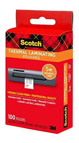 Scotch Thermal Laminating Pouches, 5 Mil Thick For Extra Protection, 2.32 X 3.70-Inches, Business Card Size, 100-Pack (Tp5851-100) #TOP4