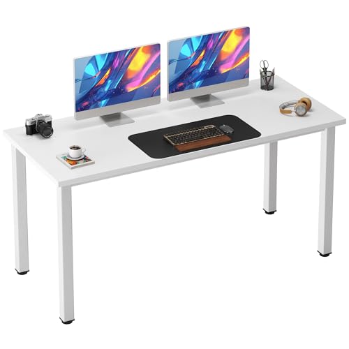 Need 54.3 Inch Large Computer Desk, Modern Simple Style Desk for Home Office, Basic Writing Table for Study Student, White