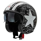 CRUIZER Casco Moto Jet Custom Scooter Omologato Visiera Sole Scomparsa Nero Lucido (L)