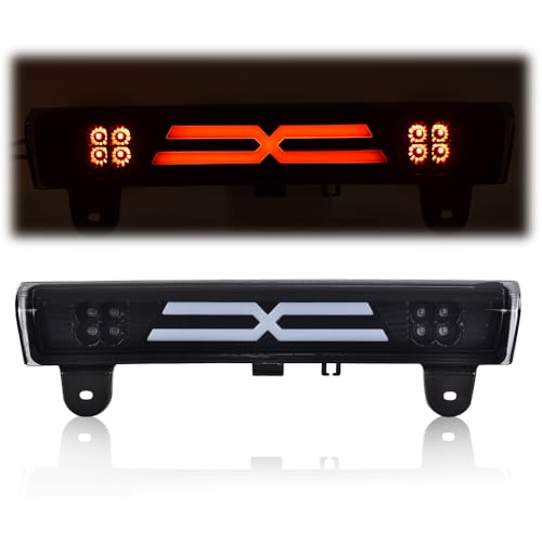 CHEDA Third Tail Brake Light Rear Stop Lamp LED Bar Compatible with 2000 2001 2002 2003 2004 2005 2006 Tahoe Yukon(Smoky lens Black Bottoms)