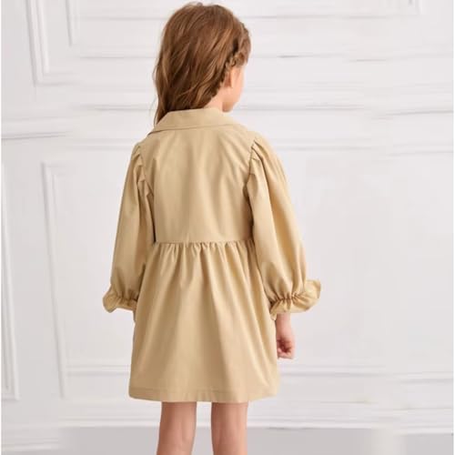Girls' Ruffle-Trim Trench Coat – Elegant Lightweight Jacket with Puff Sleeves3