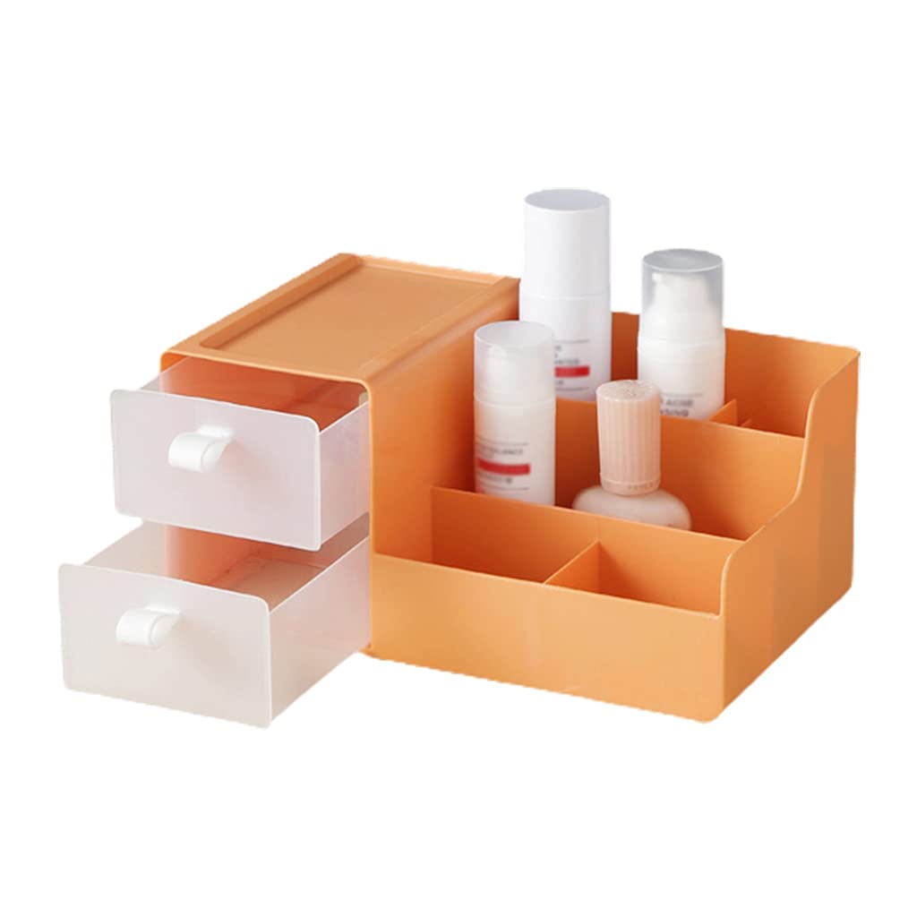 carotoe 4 Color to Choose Cosmetic Organizer Layered Design Large Capacity Silicone Drawer Easy to Use Make Room Neat Save Space Cosmetic Storage Rack with Drawers Blue Green Yellow
