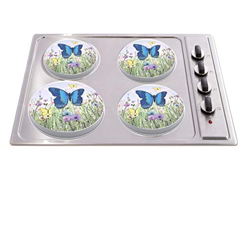Electric Stove Burner Covers, Round, Range, Cooktop, Decorative (Butterfly Blue Kitchen Set - Stove Covers & Pot Holders) #TOP3