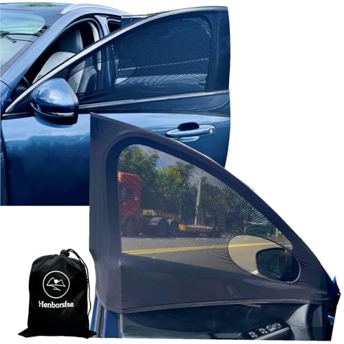 Front Door Driver Side Window Sunshade- 2 Pack car Camping Trip,Double Layer Window Screens Privacy,Durable Elastic Universal mesh Shades fit Most Vehicles. (Fit 43