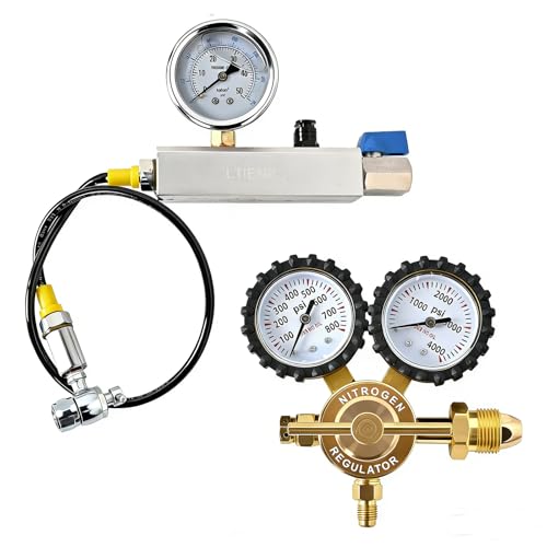 LTIENBST Nitrogen Shock Fill Kit with Schrader Valve 556 & 700Psi Nitrogen Gauge Nitrogen Regulator Shock Fill Tool Compatible with Off-road Bike ATV ATC UTV Dirt Bike