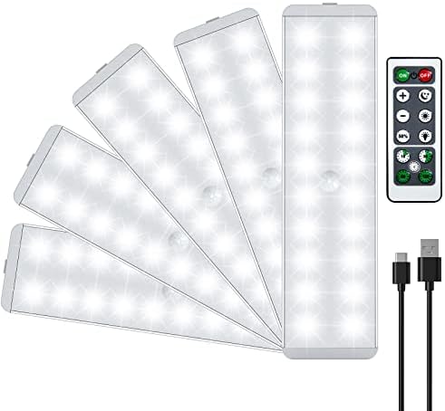 DAKOMM LED Closet Light with Remote, 20 LED Rechargeable (White Light-5Pcs)