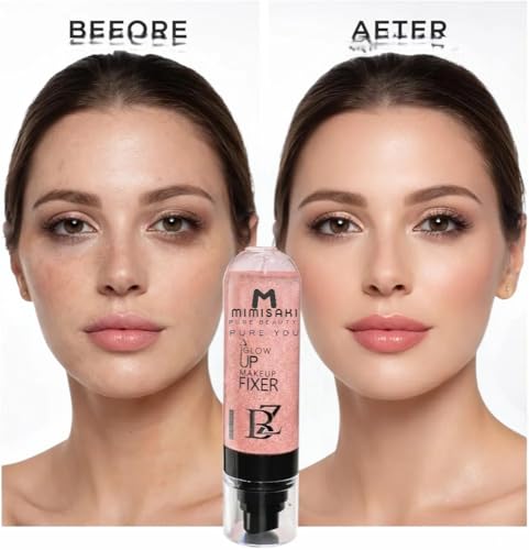 Image of Glow UP Makeup Fixer 100ml by Mimisaki - Long-Lasting Dewy Finish Setting Spray, Hydrating Makeup Fixer with Glow (Pink)
