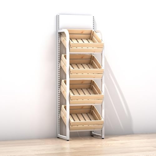 Estante de almacenamiento de refrigerios y verduras para comercio minorista