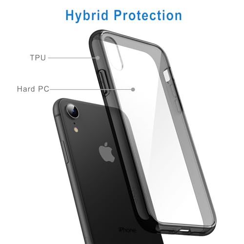 JETech Case for iPhone XR 6.1-Inch, Non-Yellowing Shockproof Phone Bumper Cover, Anti-Scratch Clear Back (Black)