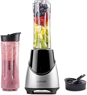 COSORI Blender Smoothie Makers, 6 Stainless Steel Blades, 2 BPA Free Portable Blending Bottle (600ml) for Baby Food, Frozen Fruit, Vegetables, Ice, Milkshakes, Personal Blender with 30 Recipes