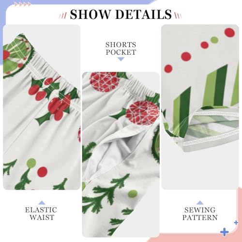 Boys' Pants Leaves Stripe Christmas Green Long Bottoms Jogger Pants Elastic Waist Trousers with Pockets S-XL4