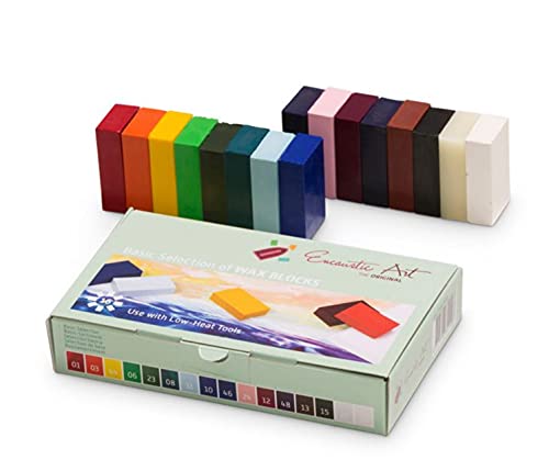 Encaustic Art The Original - BASIC SELECTION Set of 16 -Encaustic Wax Block Colors Set -Non-Toxic Beeswax For Encaustic Art Supplies -Handcrafted in Germany