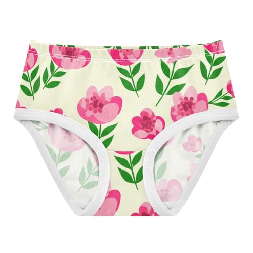 Toddler Underwear Floral 2t Cotton Cute Panties Girl Animals Underpants Briefs Pink Flowers Spring Beige