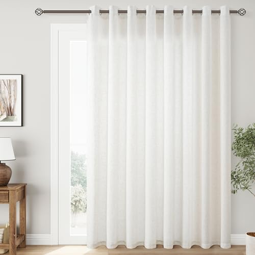 Extra Wide 100 inch Linen Curtains for Living Room Divider Light Filtering Semi Sheer Patio Curtain...